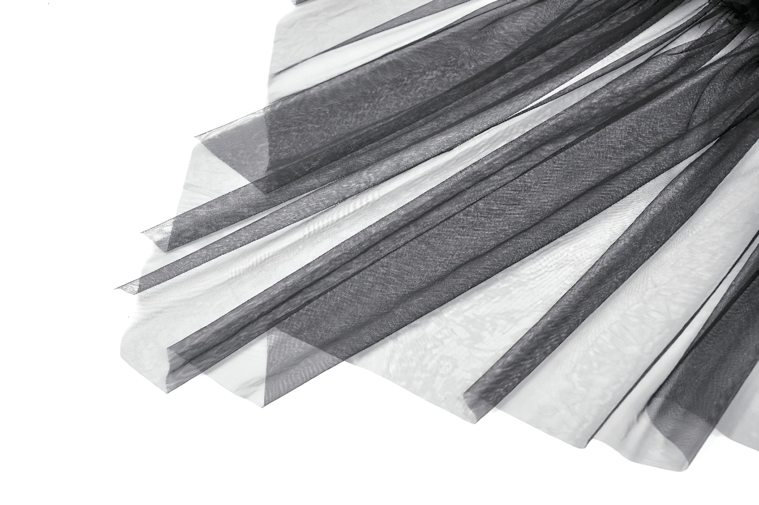 Black Gothic High Low Skirt with Layered Ruffles tulle layers and fabric texture detail close-up