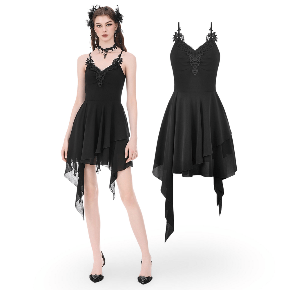 Gothic Lolita Spitzenrüschen-Minikleid für Damen