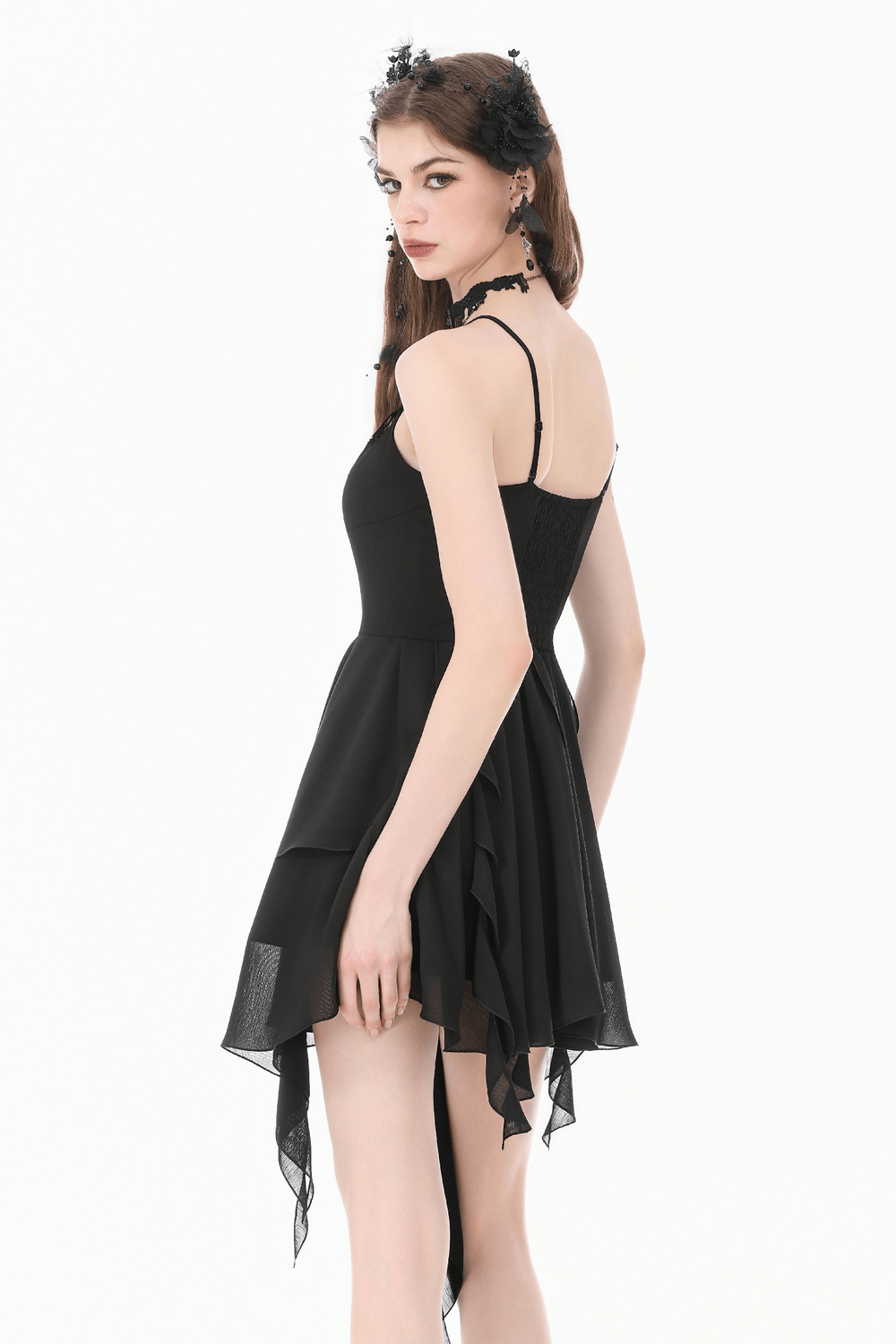 Gothic Lolita Spitzenrüschen-Minikleid für Damen