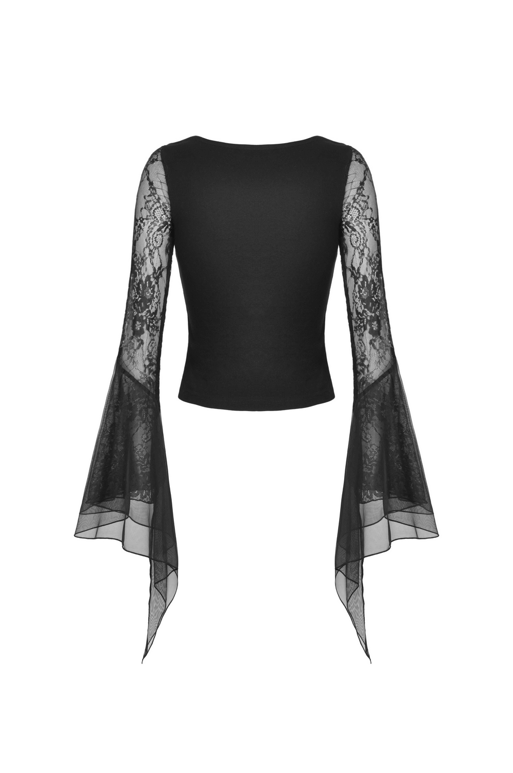 Black Gothic Lace Corset Top with Flared Sleeves