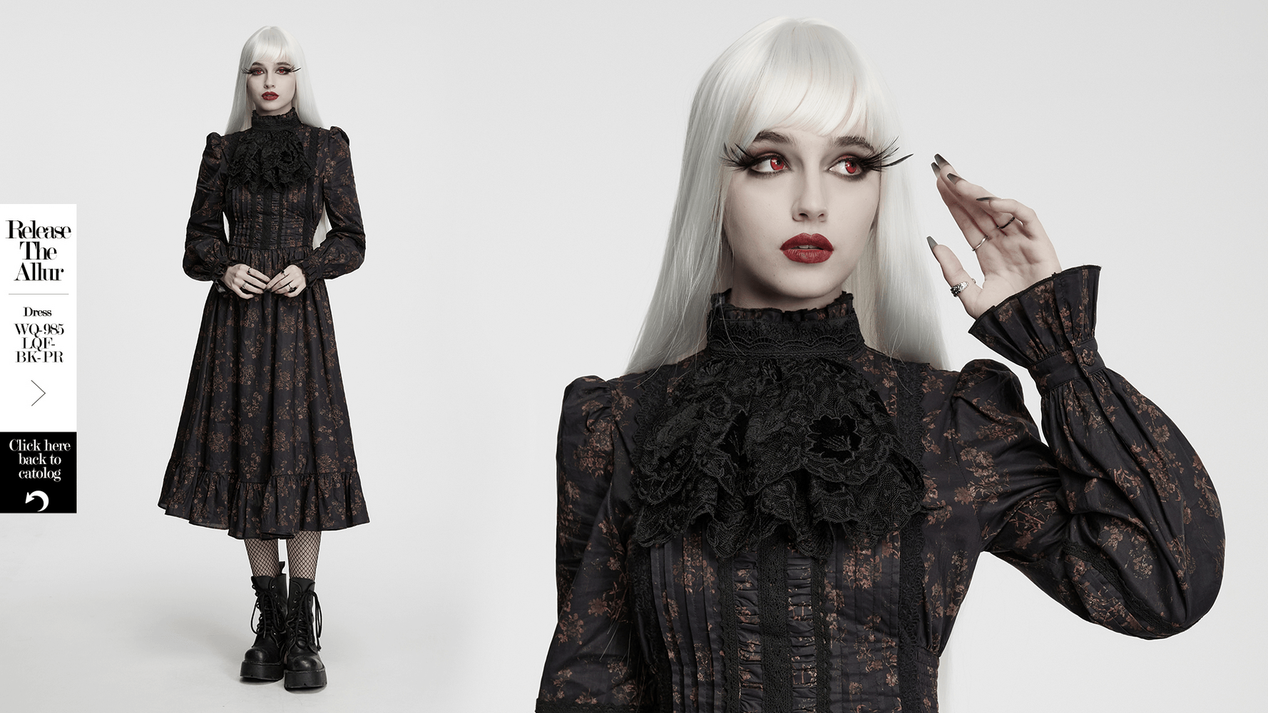 Schwarzer gotischer Spitzen-Jabot-Choker-Kragen mit Rüschenlatz