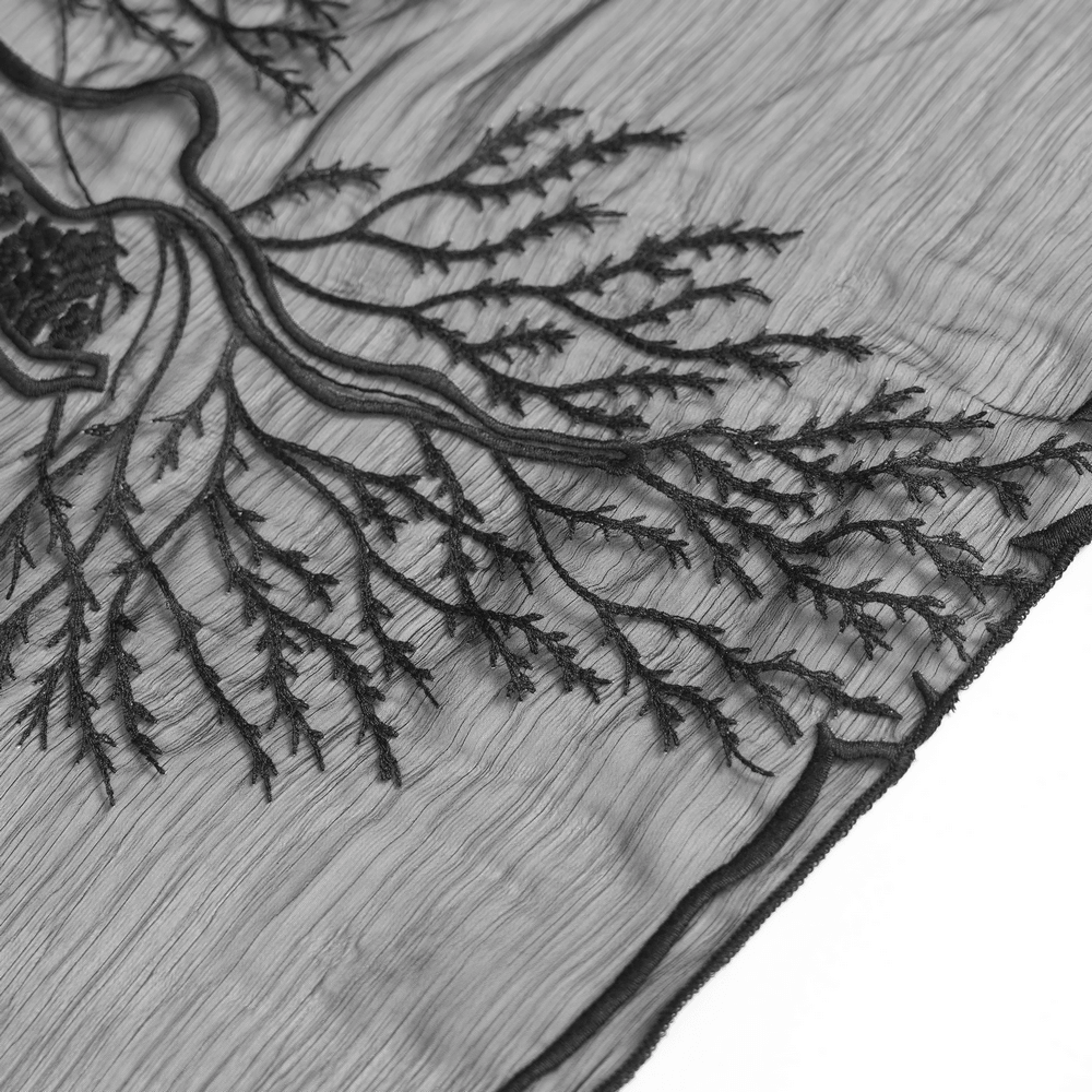 Robe Maxi en Dentelle Gothique Noire avec Manches Courtes