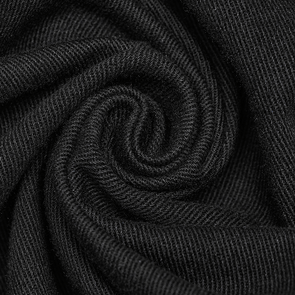 Close-up of black twill denim showcasing its soft texture, perfect for edgy gothic pants.
