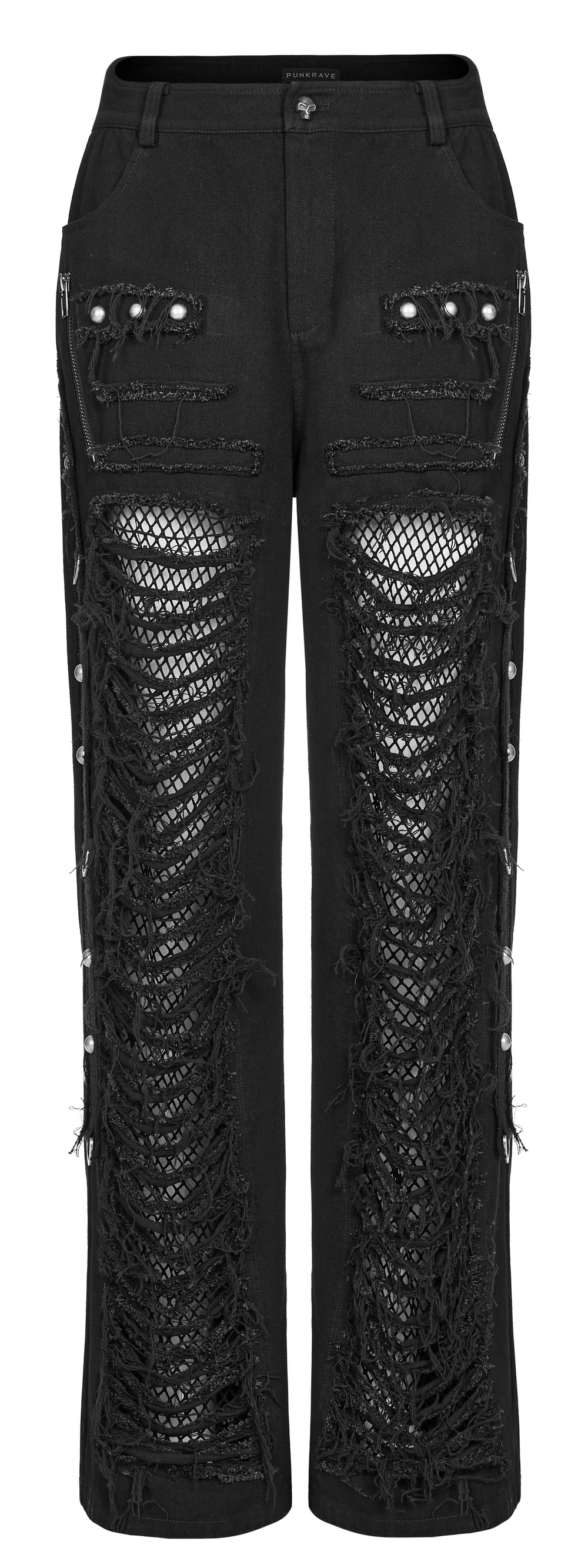 Black Gothic Lace-Up Chain Cargo Pants for Men