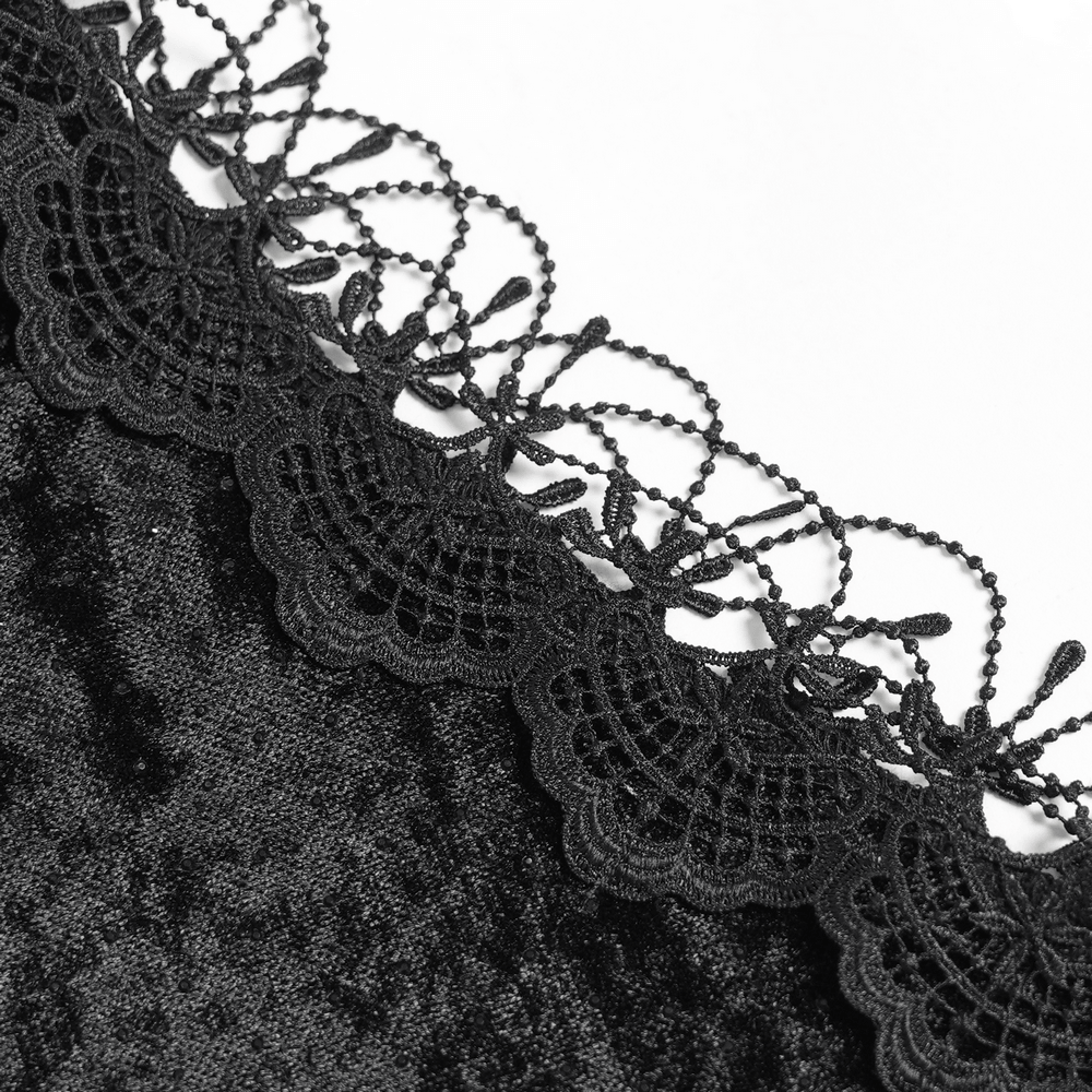 Black Gothic Lace Up Maxi Dress with Bell Sleeves detailed with intricate lace trim.
