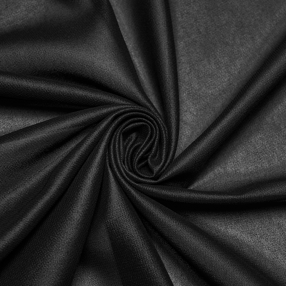 Black Gothic Moon Zip Handkerchief Hem Midi Dress fabric detail in black, showcasing the luxurious texture and quality.
