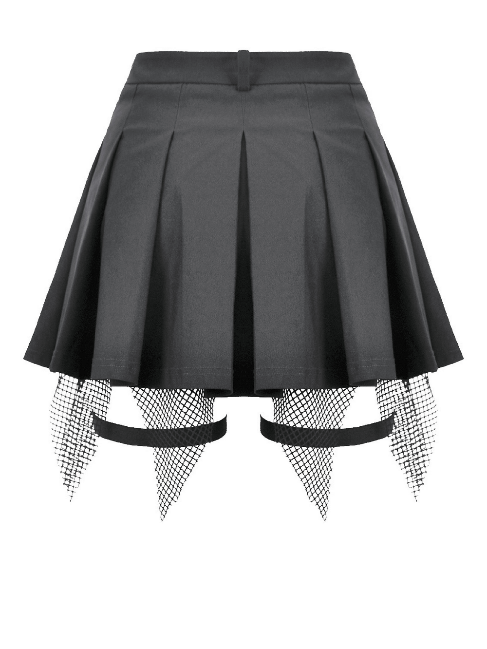Black Gothic Netting Suspended Shorts with Belt and Pockets showcasing a stylish mesh detail design.
