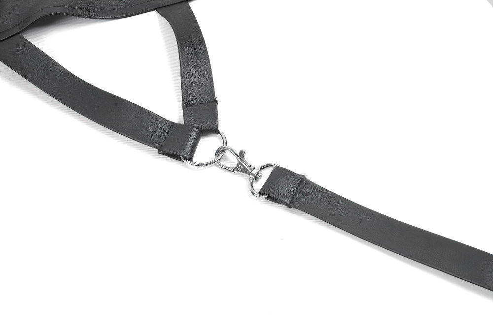 Black Gothic One-Sleeve Bolero with Cross Zip showcasing a stylish black strap with metallic buckle details.