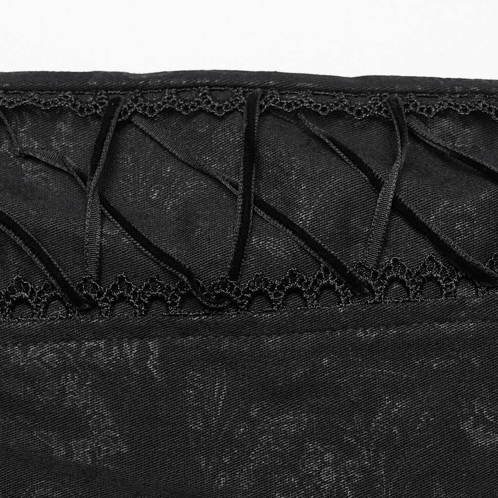 Schwarze Gothic-Hose mit Schnallenträgern und Spitzendetails