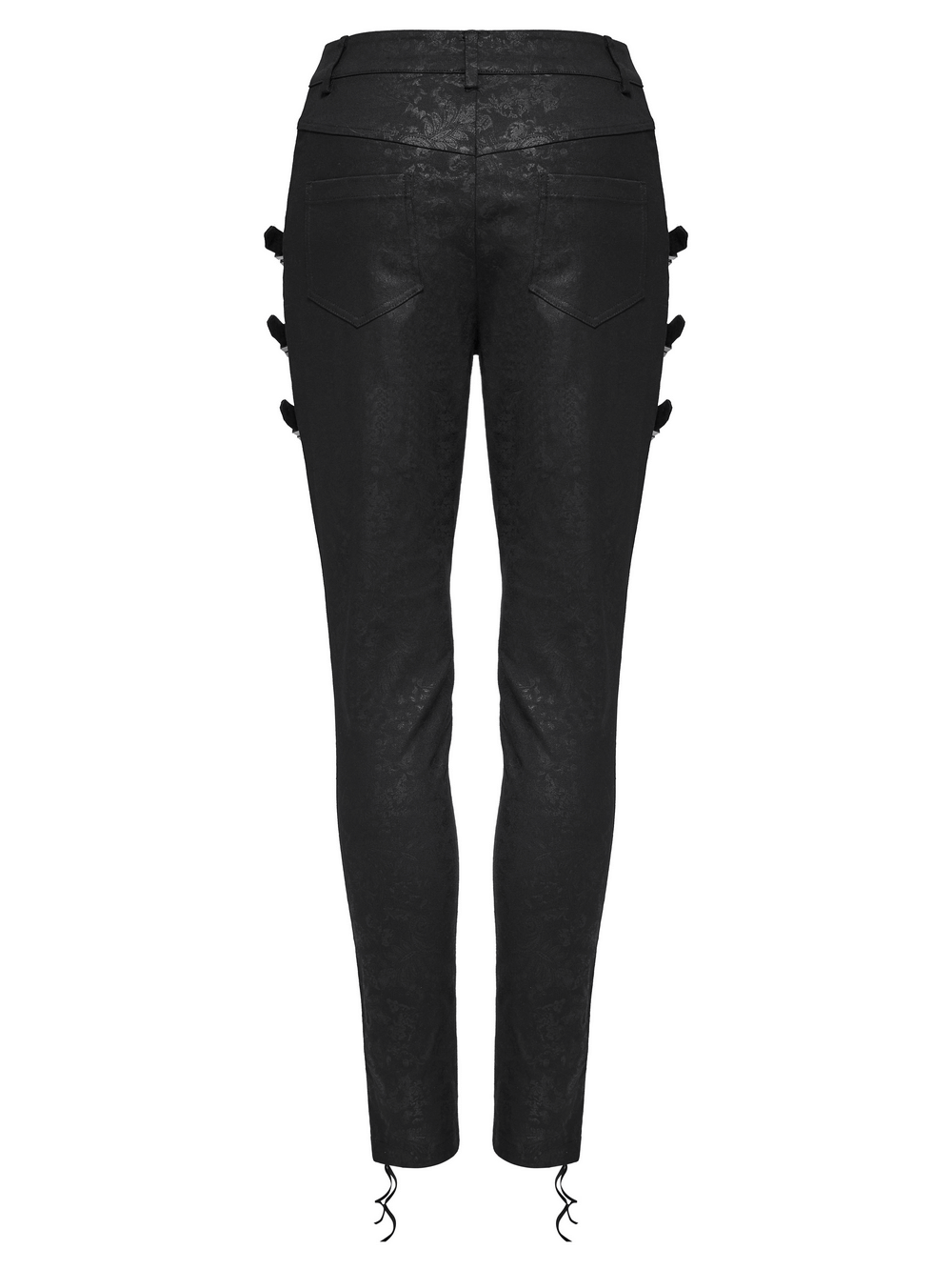 Black Gothic Pants with Buckle Straps and Lace Detailing