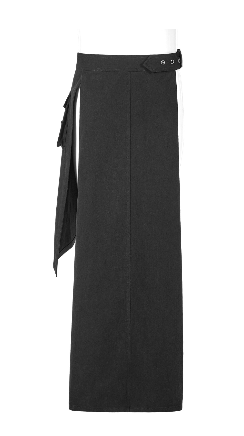 Black Gothic Punk Half Apron Skirt with Buckle Straps and Pockets
