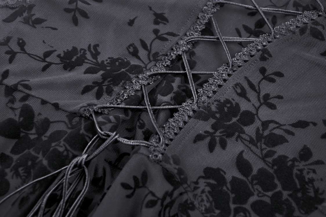 Black Gothic Rose Lace Maxi Dress - Dark Elegance