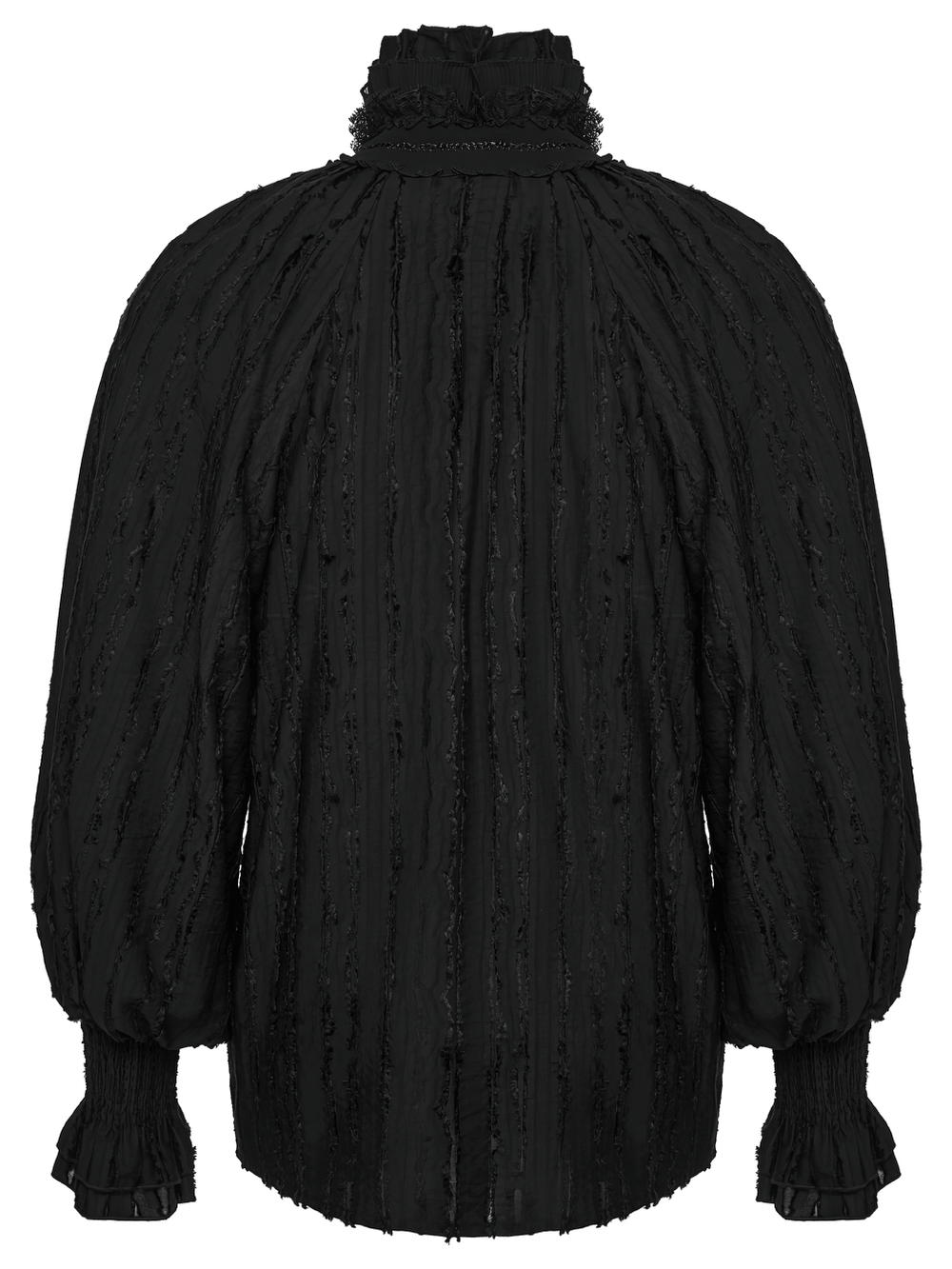 Black Gothic Ruffle Neck Textured Blouse Shirt