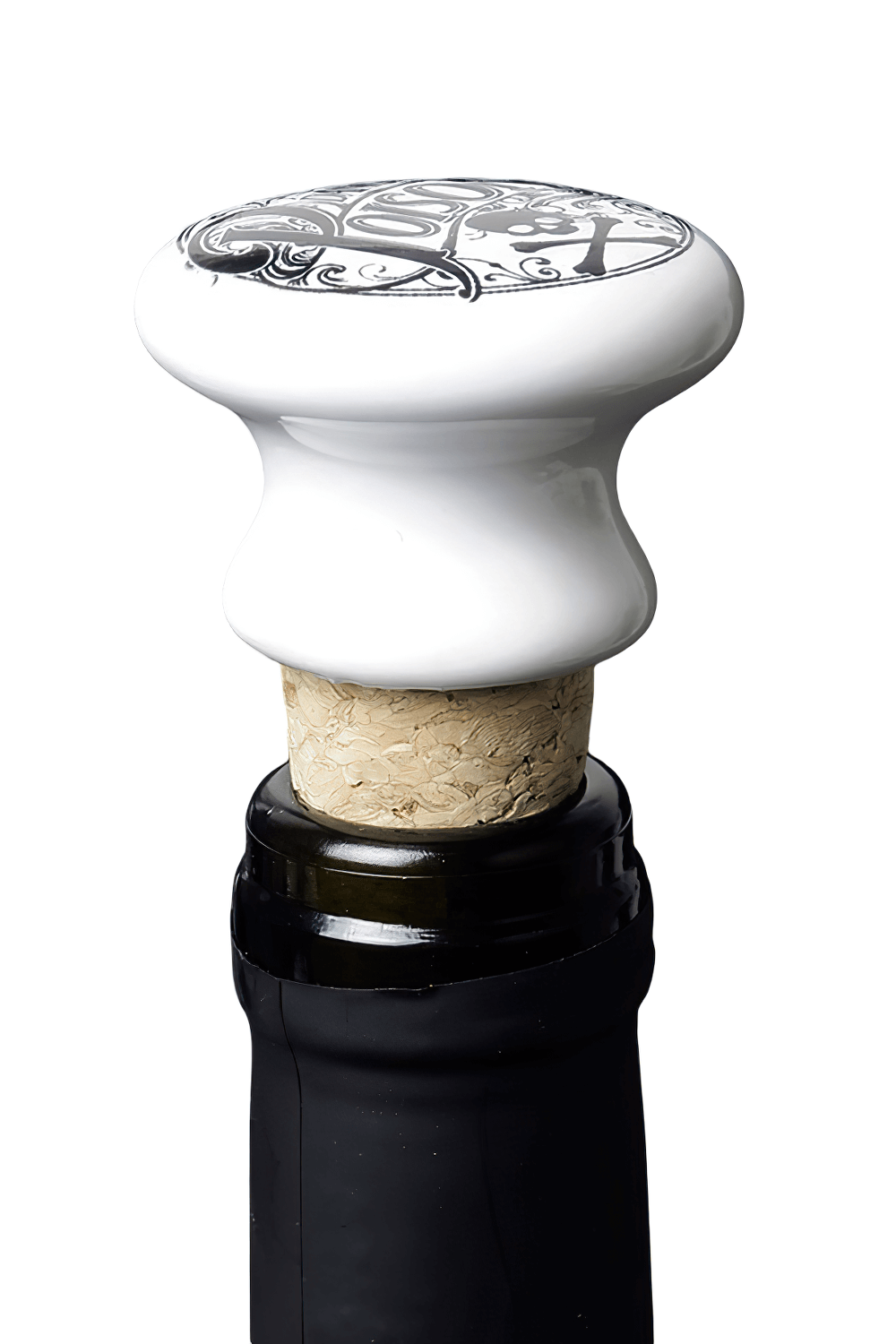 Black Gothic Sacred Cat wine bottle stopper with pentagram design for a mystical touch.