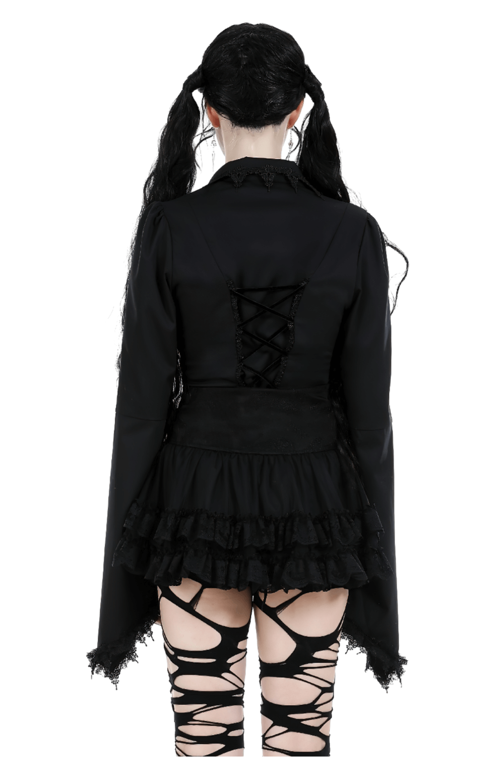 Black Gothic Shirt with Bell Sleeves and Zipper