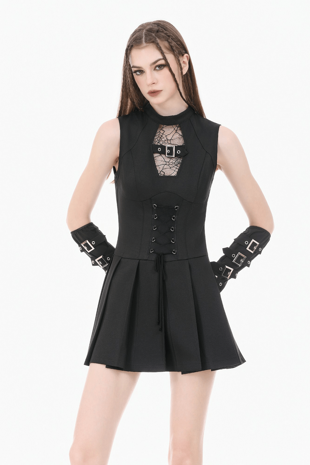 Gothic Lolita Spitzenrüschen-Minikleid für Damen