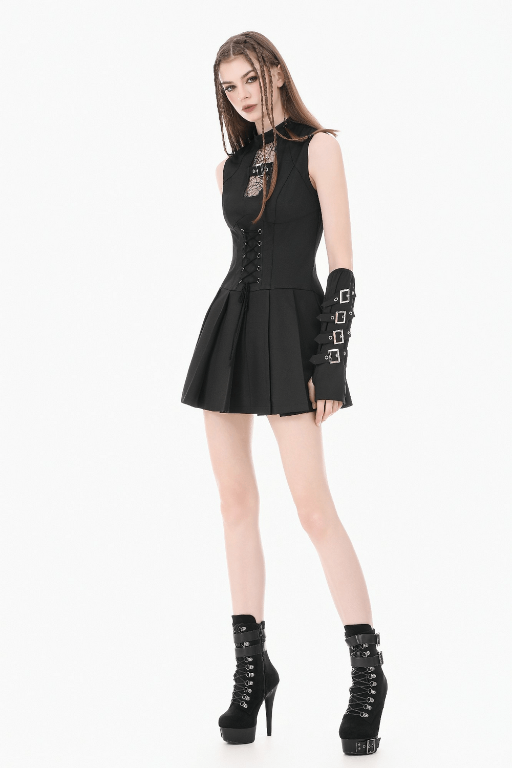 Gothic Lolita Spitzenrüschen-Minikleid für Damen