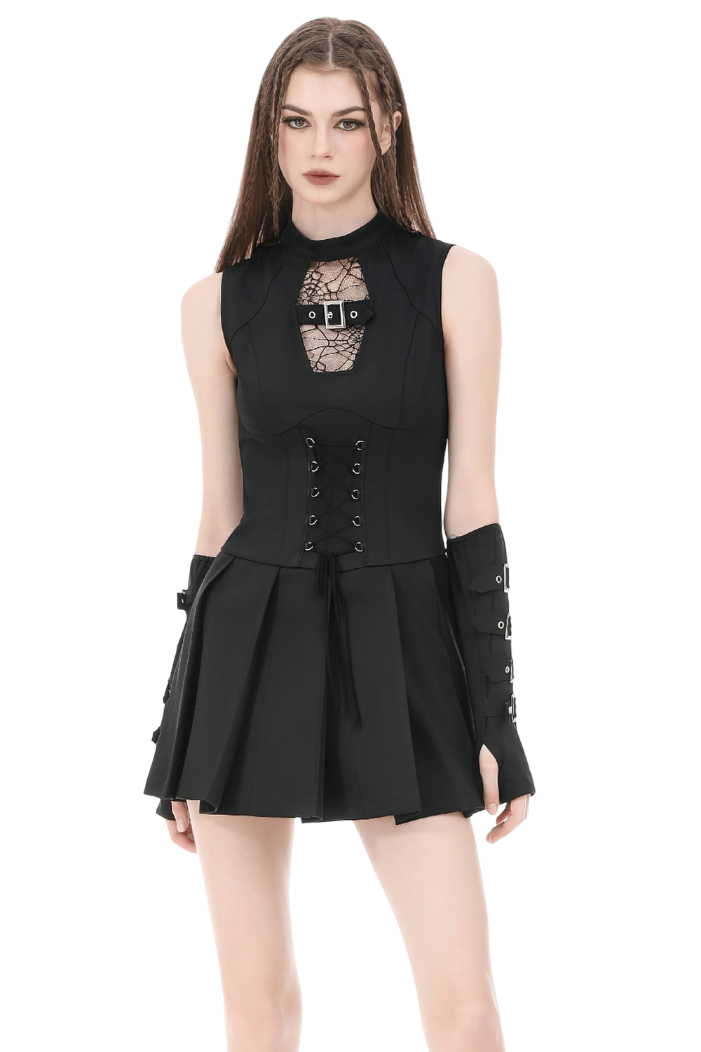 Gothic Lolita Spitzenrüschen-Minikleid für Damen