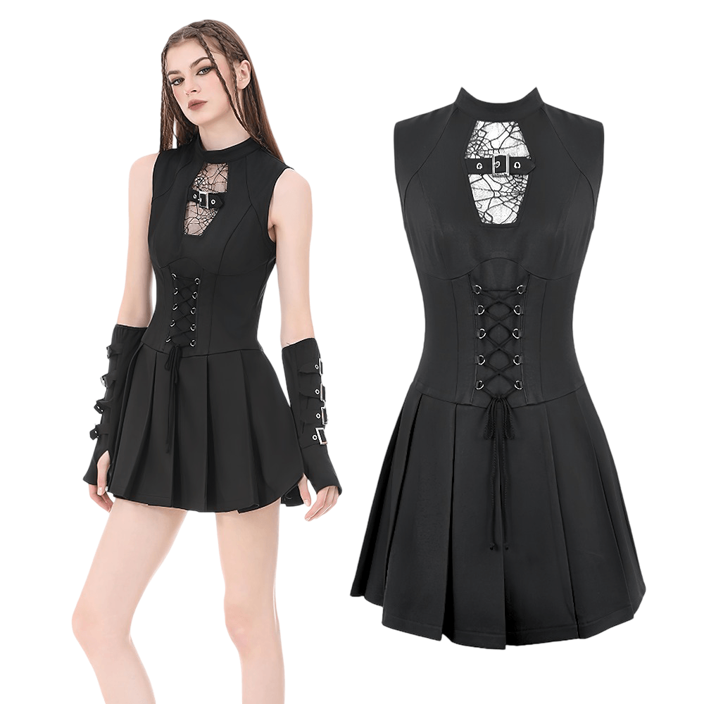 Gothic Lolita Spitzenrüschen-Minikleid für Damen