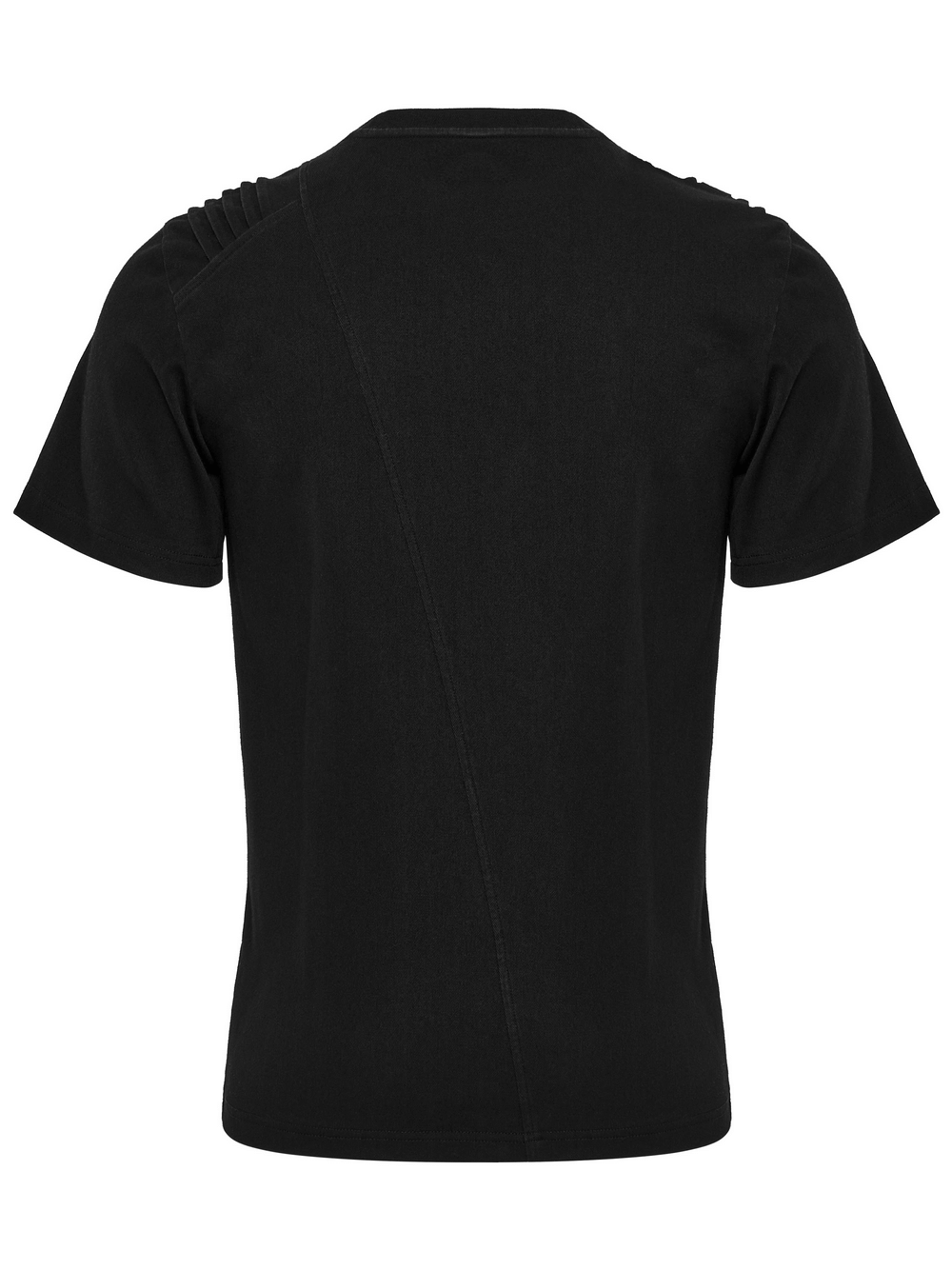 Black Gothic T-shirt featuring unique shoulder detail and layered back design for punk-inspired style.