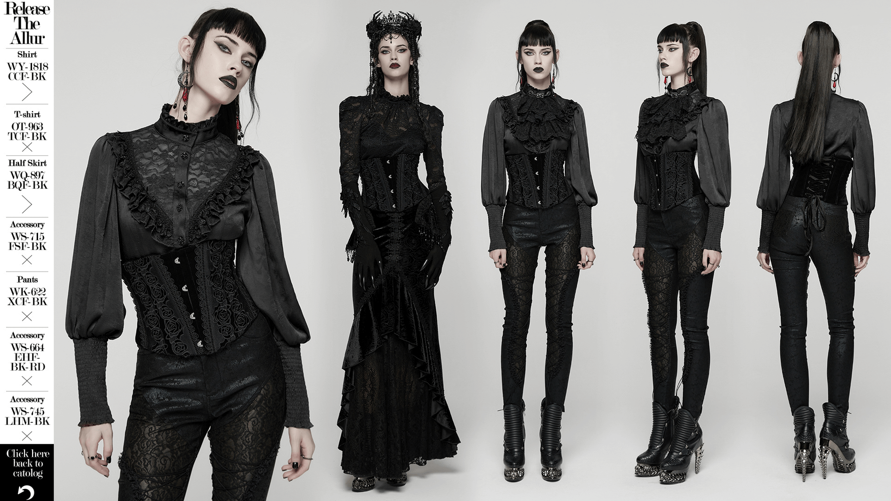 Black Gothic Velvet Corset with Rose Lace Detail showcased in a stylish Gothic outfit, emphasizing elegance and dark romance.