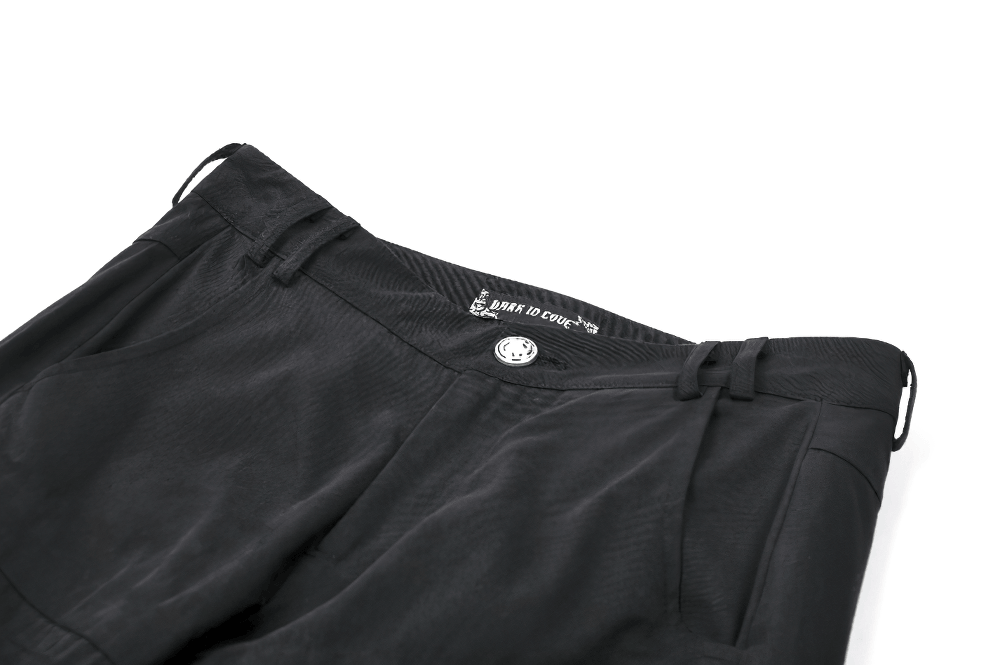 Black Gothic Wide Leg Cargo Pants With Zippers
