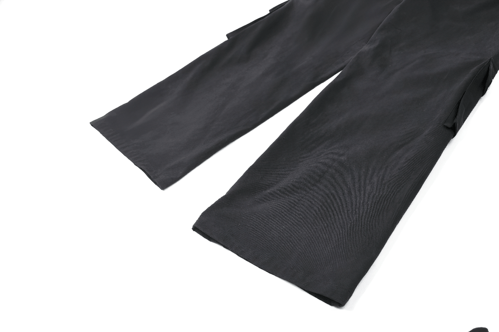 Black Gothic Wide Leg Cargo Pants With Zippers