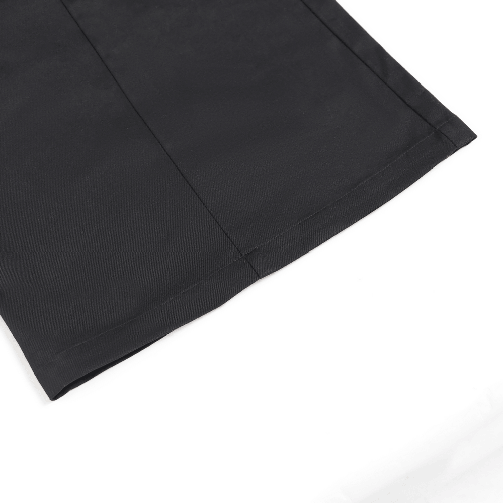 Black Gothic Wide Leg Pants with Chains and Studs close-up of the fabric and stitch detail.