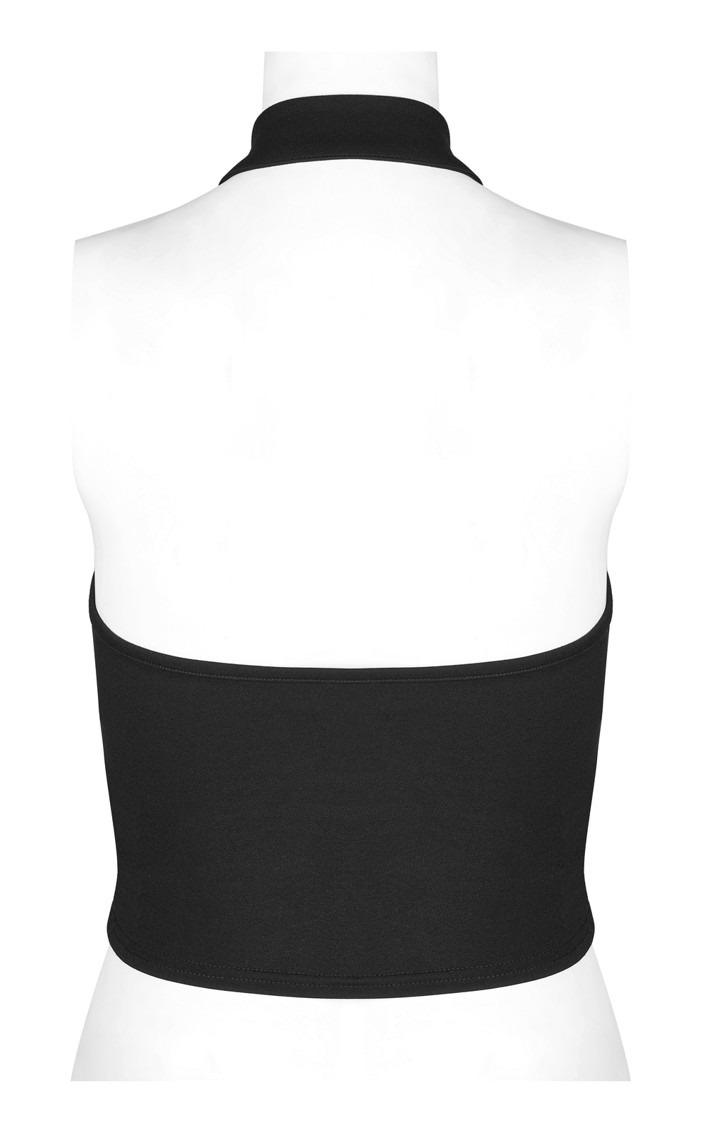 Black Halterneck Tank Top with Chinese-style Buckle