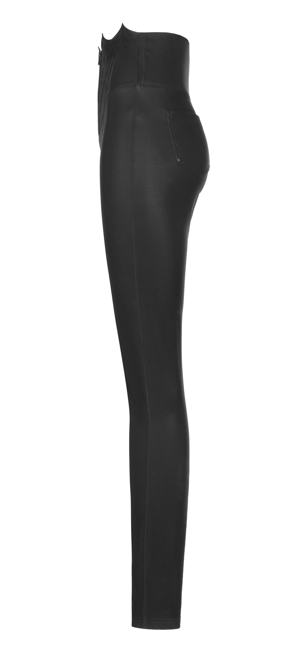 Black High Waist Faux Leather Bat Wing Leggings