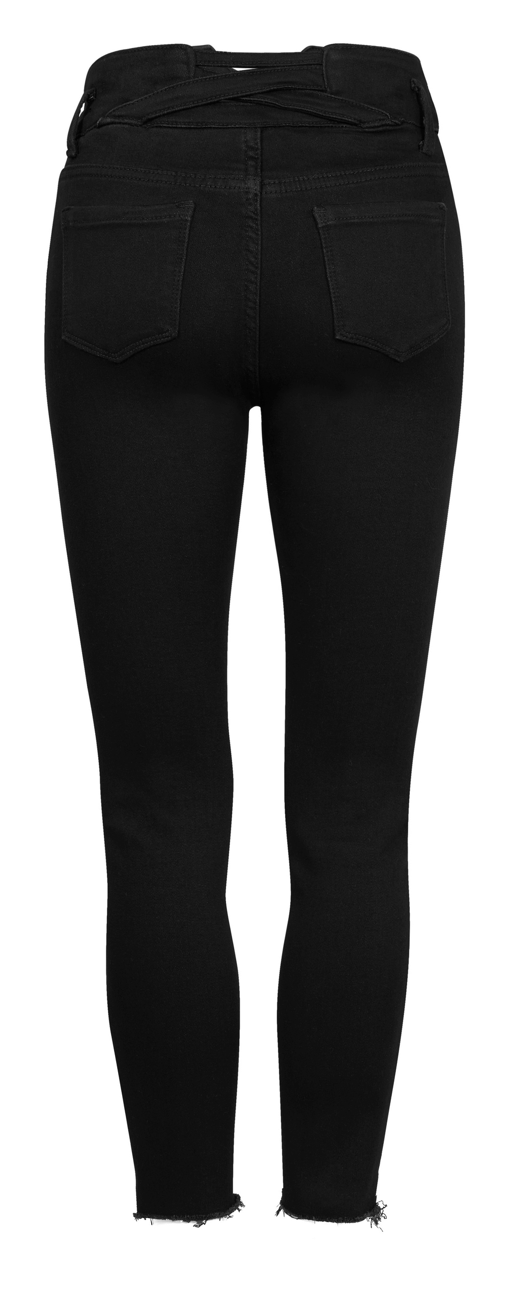 Black High-Waist Skinny Jeans with Strap Details - HARD'N'HEAVY