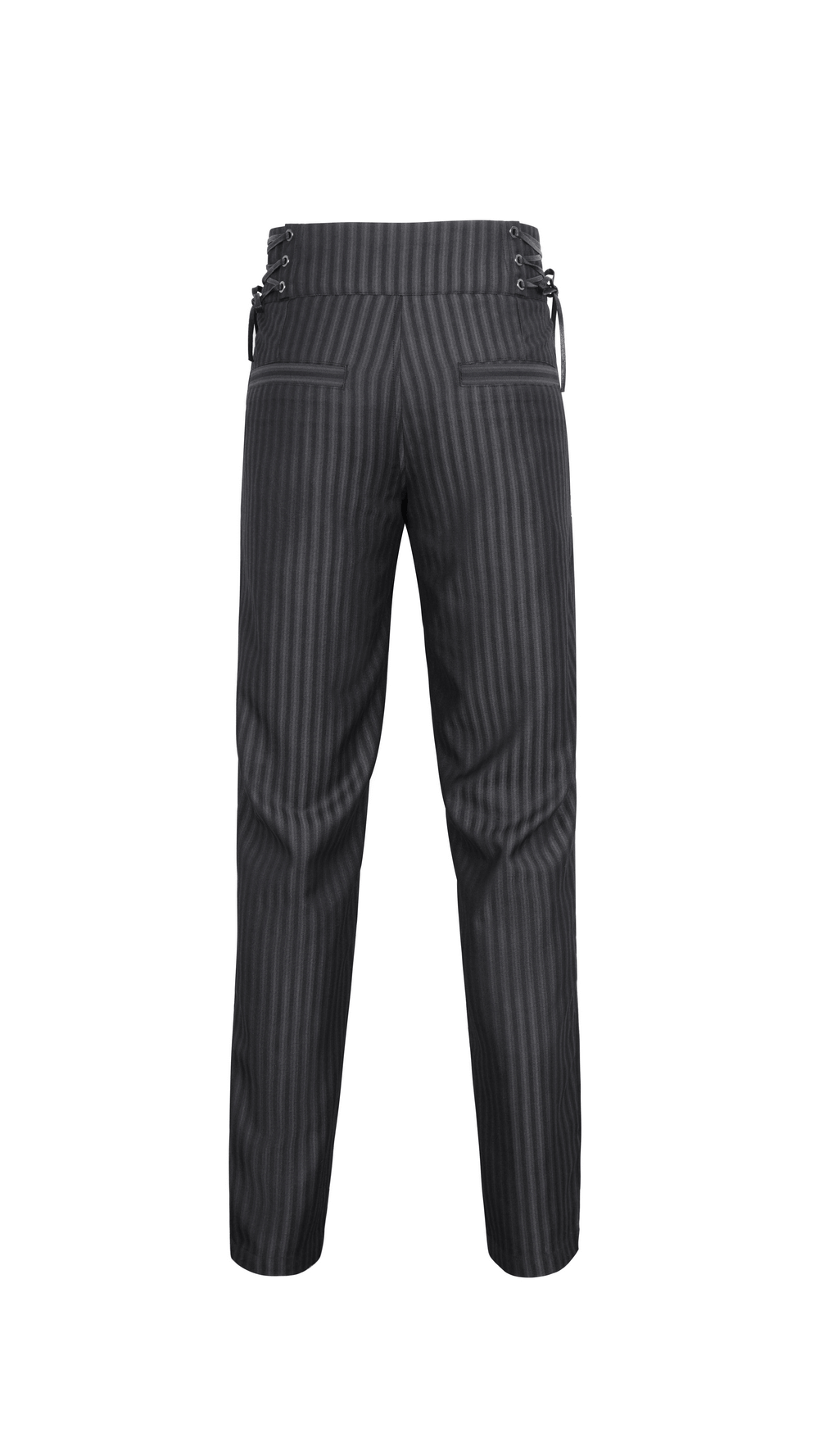 Black High-Waisted Lace-Up Side Striped Trousers