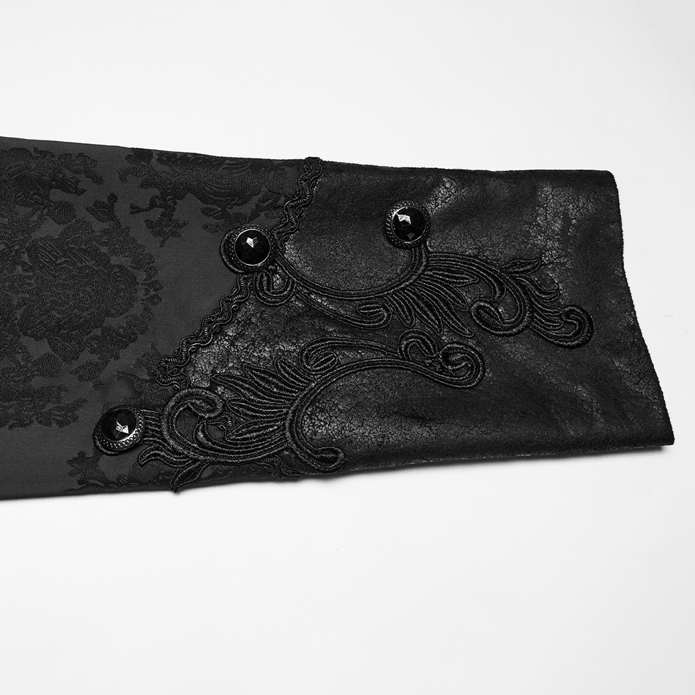 Black Hooded Gothic Jacquard Tailcoat for Men