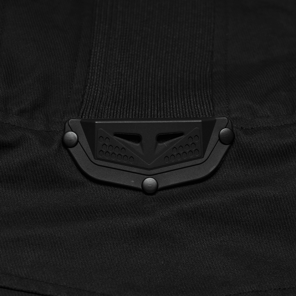 Black Industrial Punk Utility Vest with Stand Collar