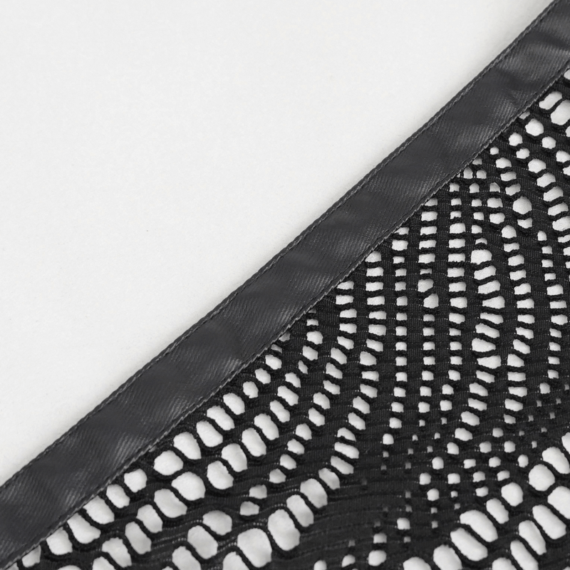 Close-up of black lace fabric with intricate design, perfect for gothic fashion accents or elegant garments.