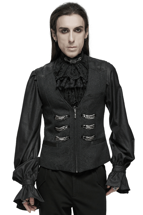Schwarze Jacquard-Drachenschuppen-Gothic-Weste für Herren