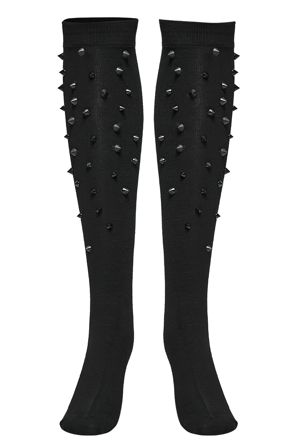 Black Knee-High Socks with Edgy Punk Rivet Design