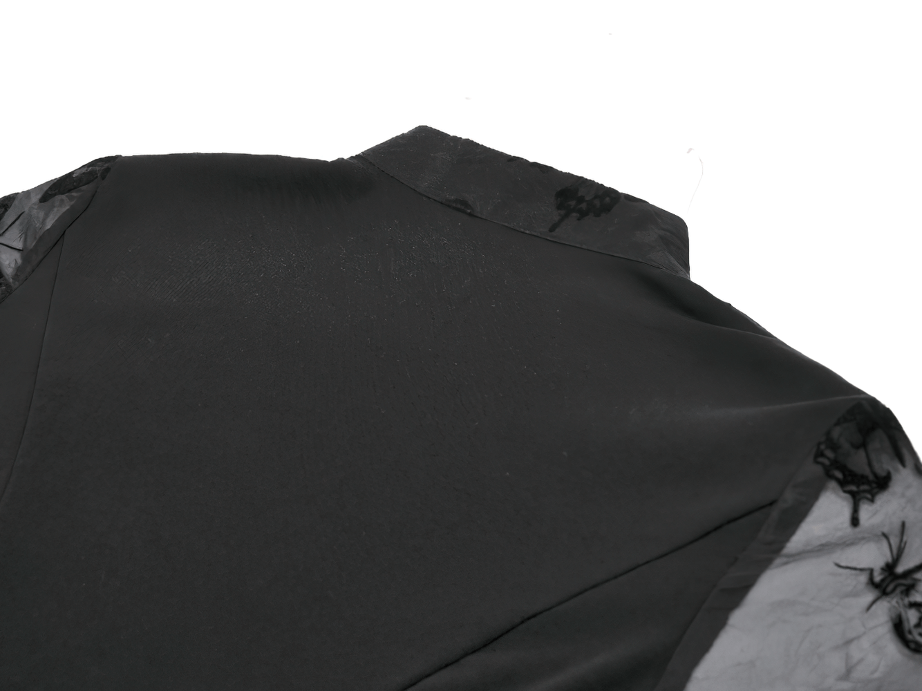 Black Lace and Velvet Butterfly-Detail Victorian Top showcasing the intricate details and elegant fabric design.