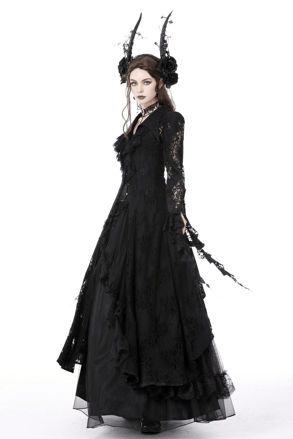 Black Lace Cape with Daring Cutouts - Gothic Romance