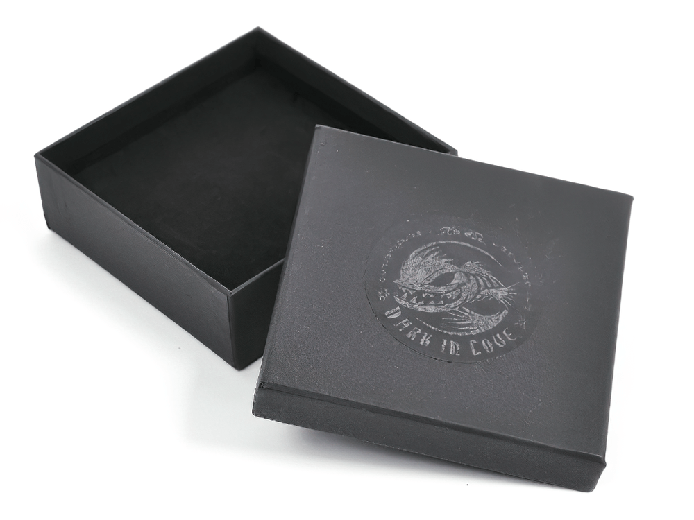 Black Lace Heart Choker Necklace with Chains and Beads packaging box, stylish and elegant design.