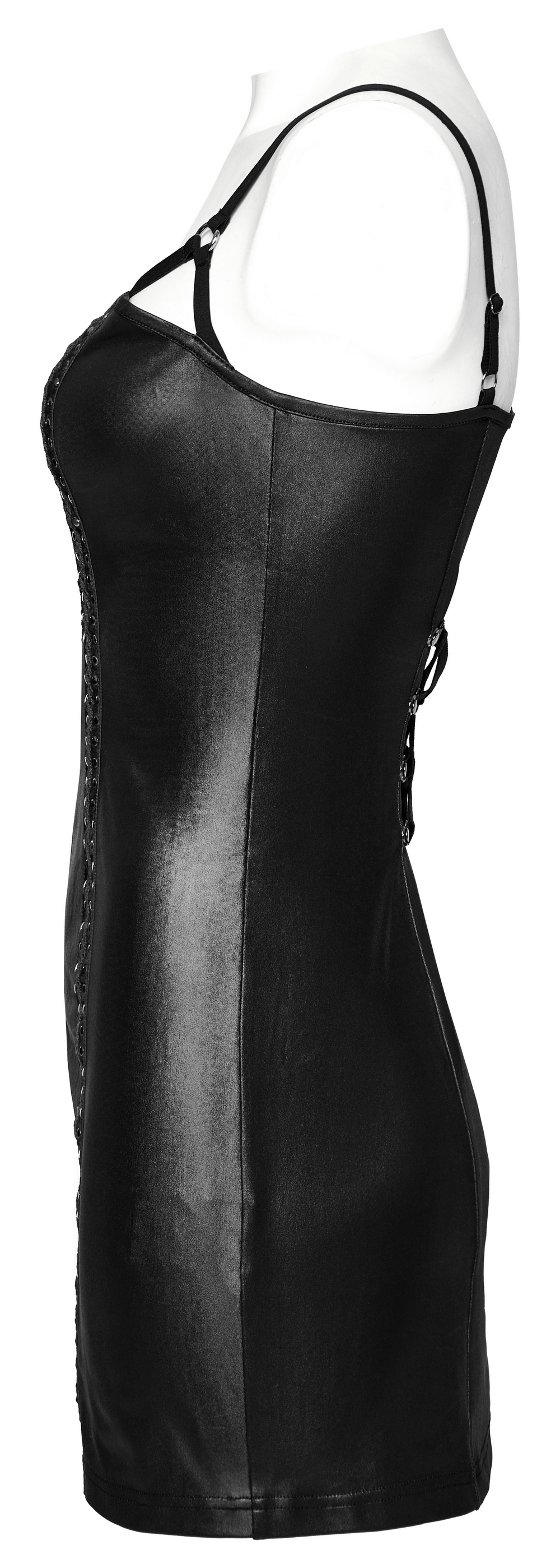 Black Lace Up Back Slim Fit Dress With Rivets Detailing