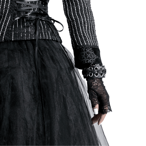 Guantes de moda de inspiración victoriana de encaje negro