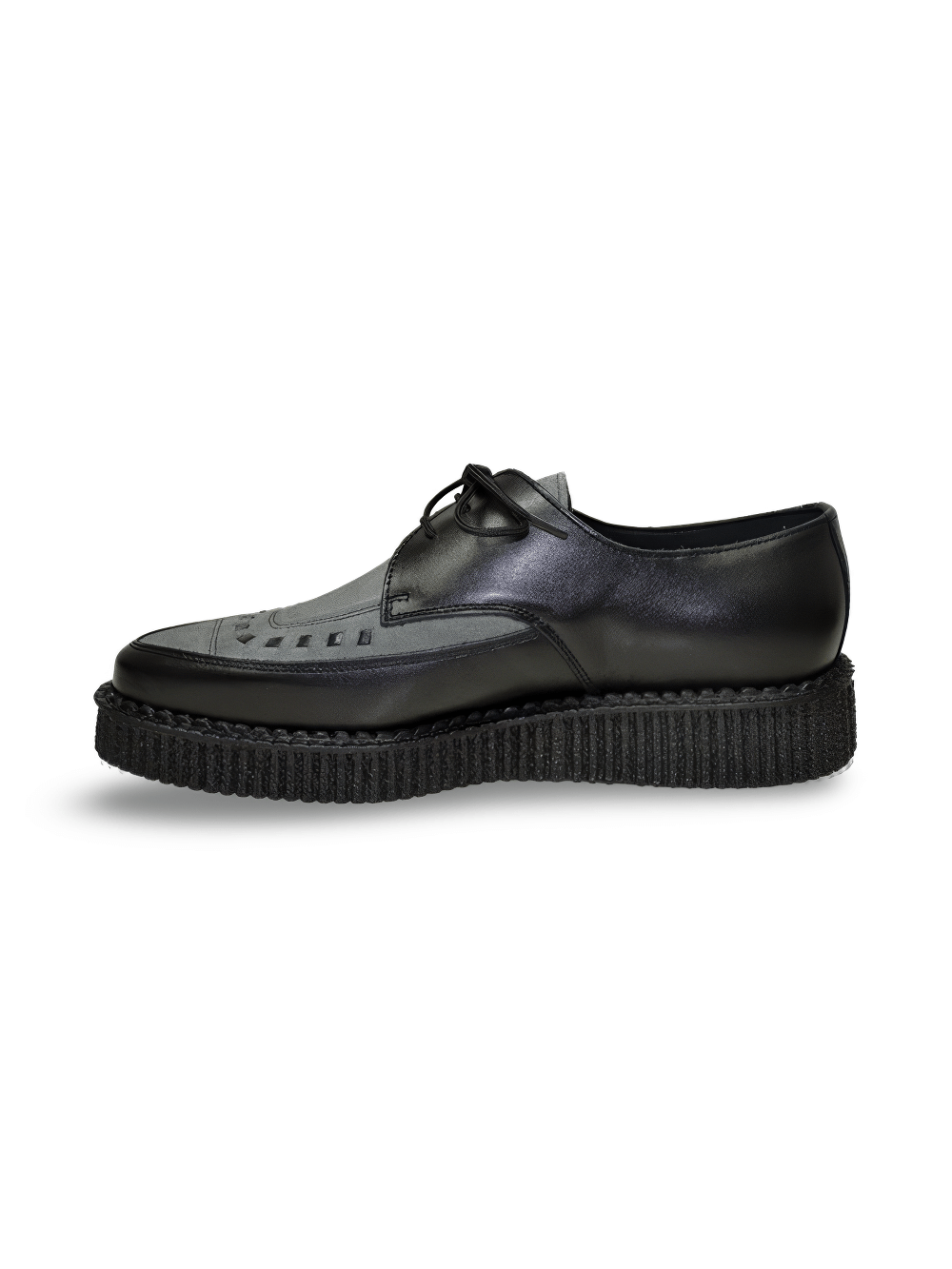 Black Leather Pointed Lace-Up Classic Creepers