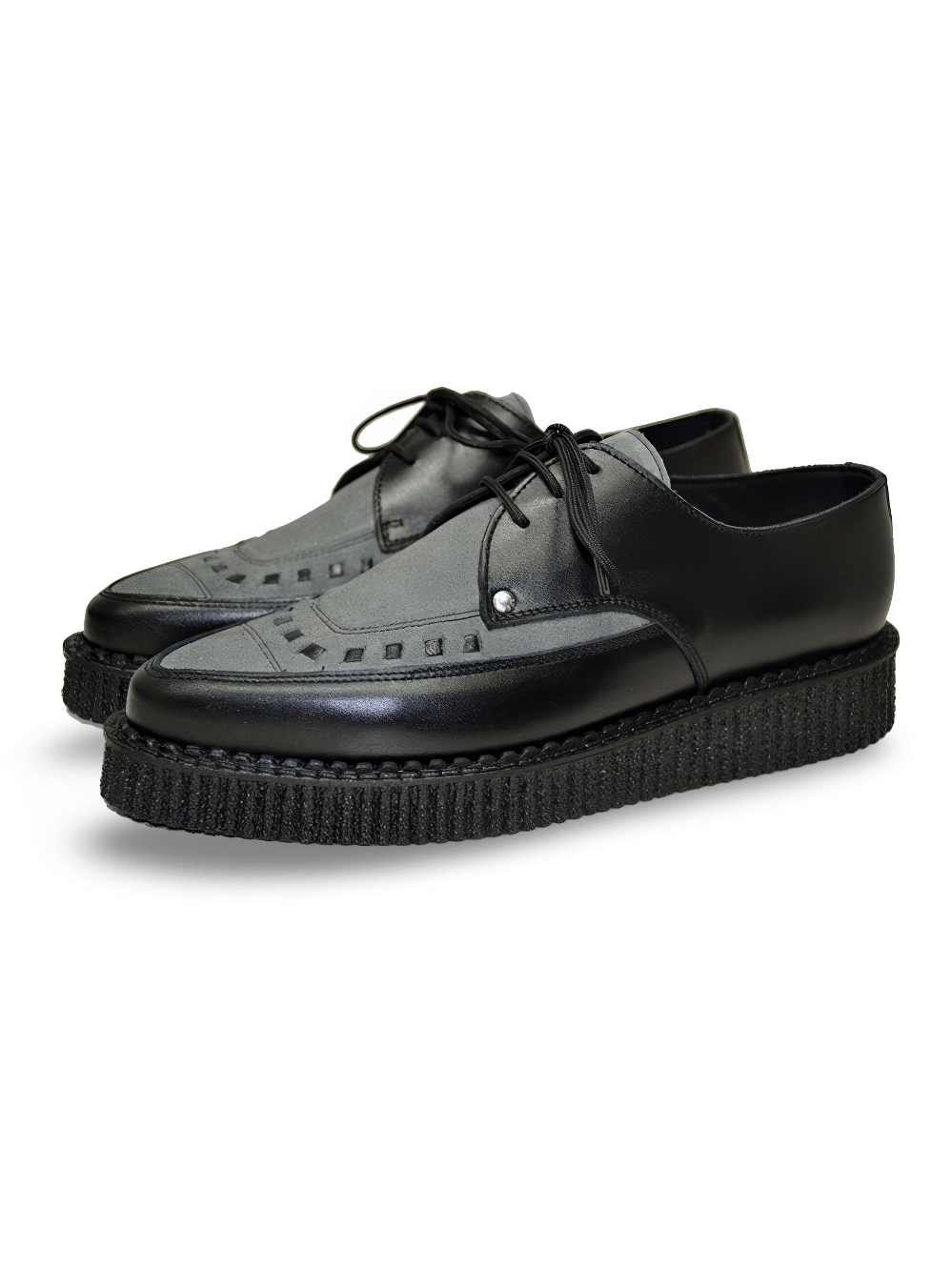 Black Leather Pointed Lace-Up Classic Creepers
