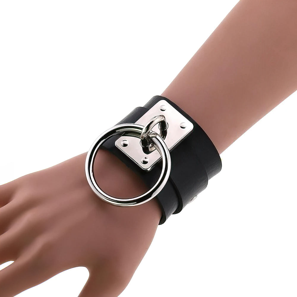 Black Leather Wristband / Bracelet for Women and Men / Rock Style Jewelry - HARD'N'HEAVY