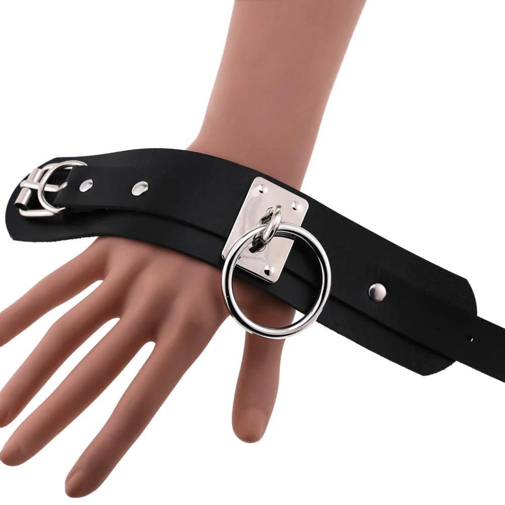 Black Leather Wristband / Bracelet for Women and Men / Rock Style Jewelry - HARD'N'HEAVY