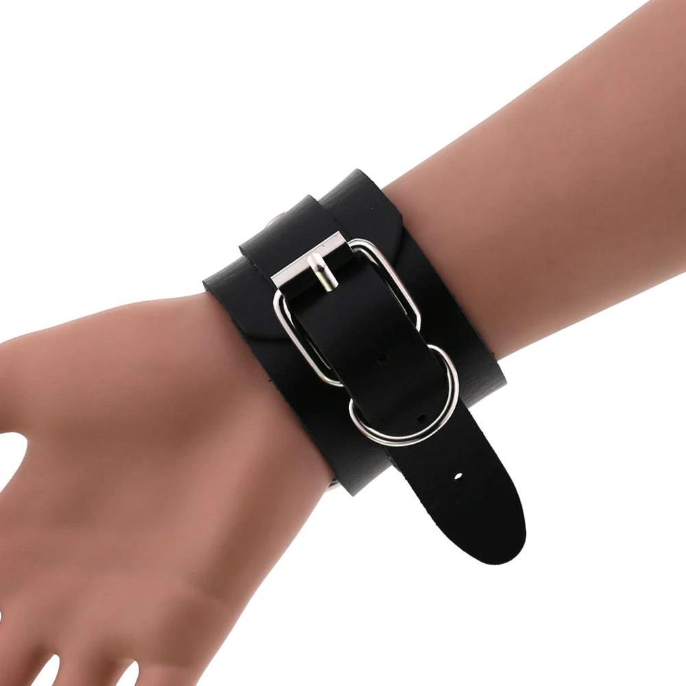 Black Leather Wristband / Bracelet for Women and Men / Rock Style Jewelry - HARD'N'HEAVY