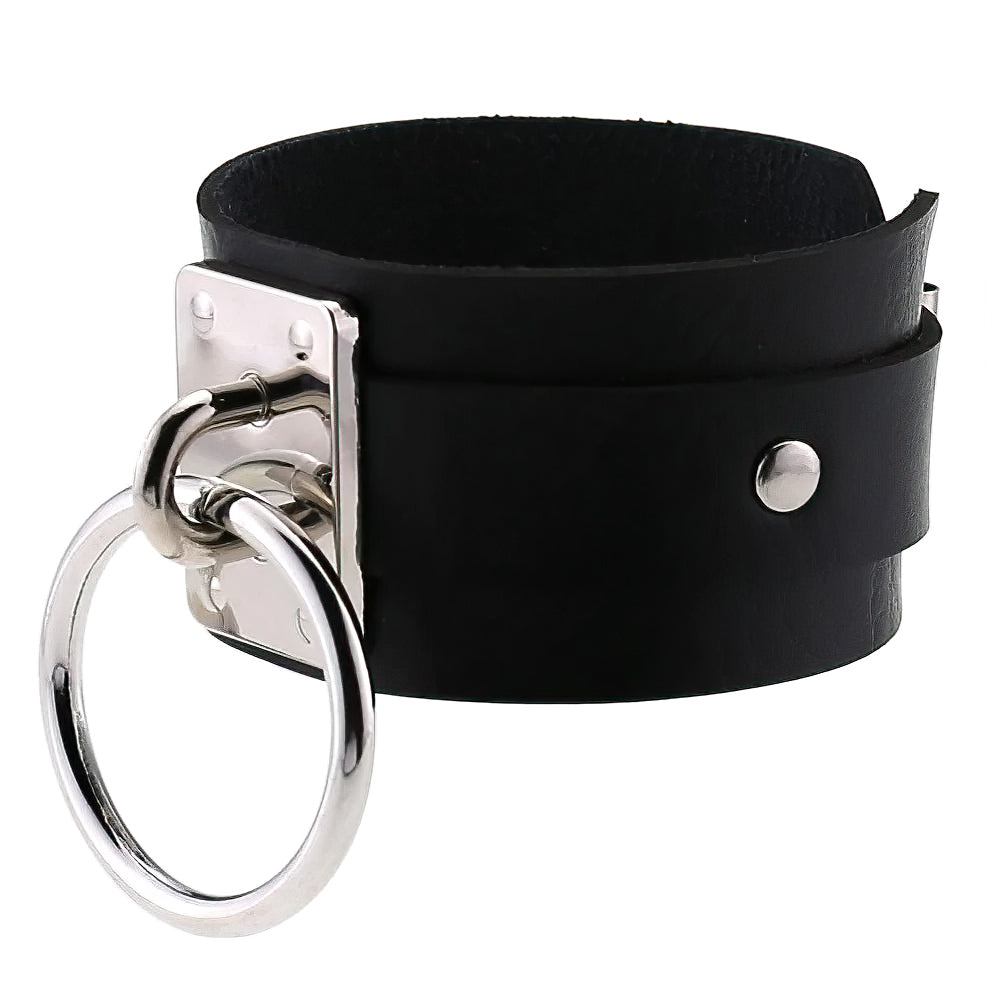 Black Leather Wristband / Bracelet for Women and Men / Rock Style Jewelry - HARD'N'HEAVY