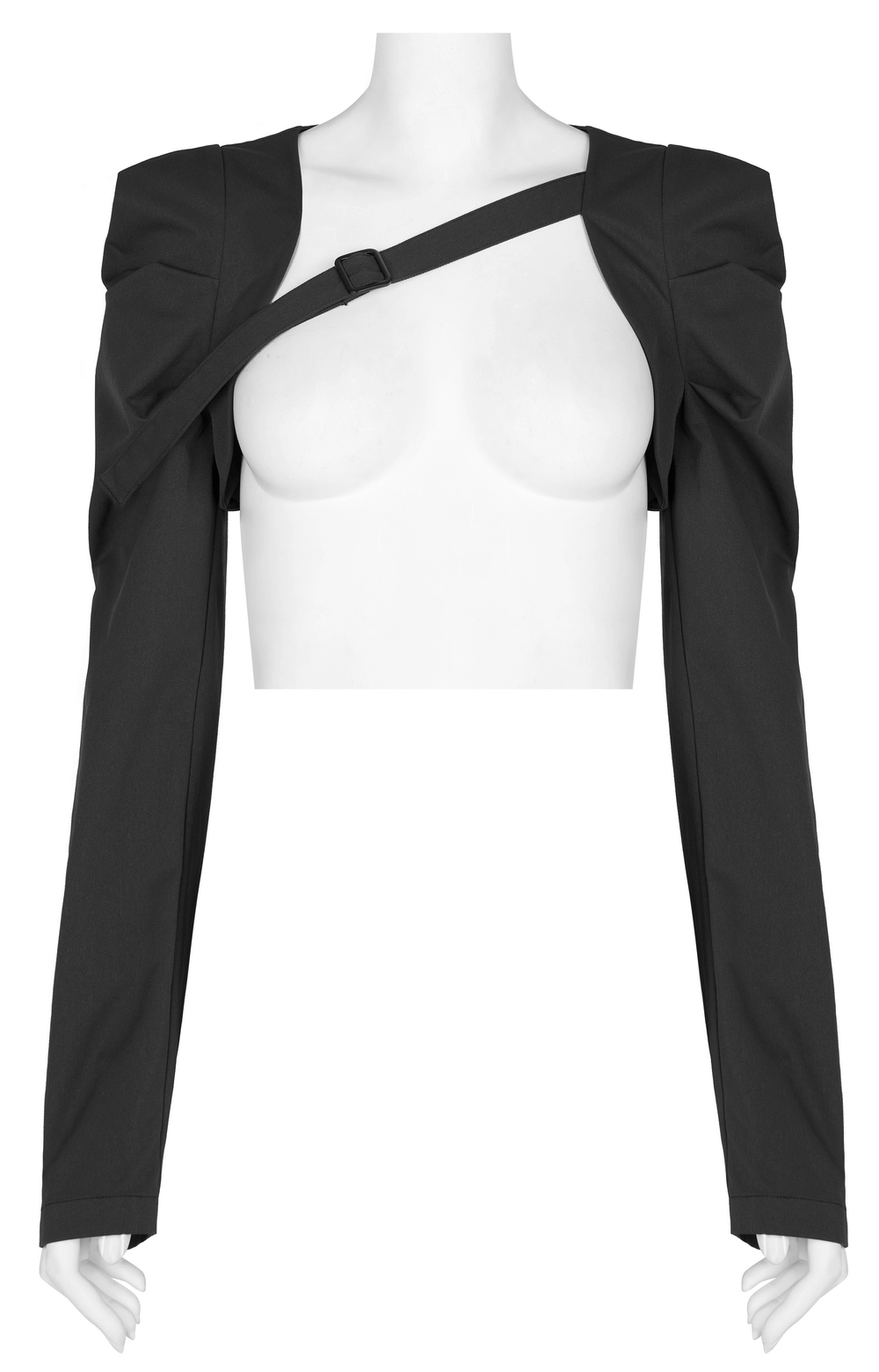 Black Long Sleeve Cropped Bolero Top with Strap
