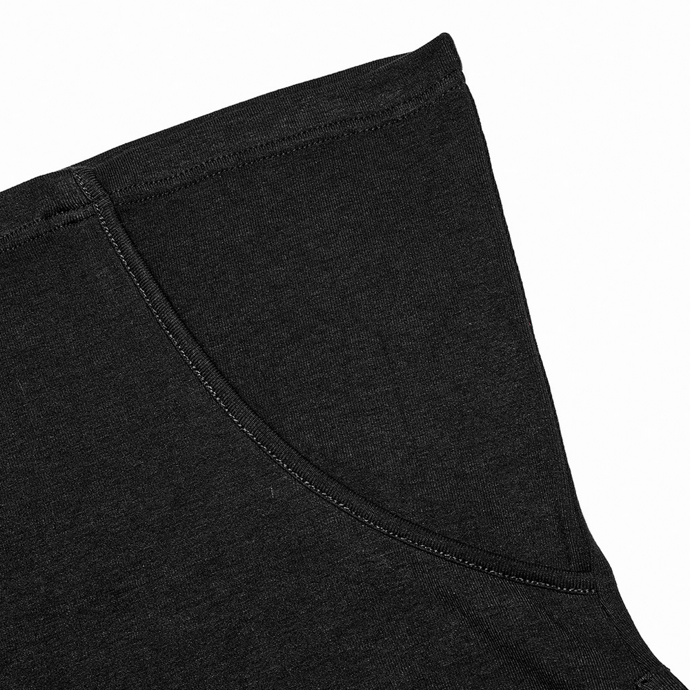Black Long Sleeves Buckle Turtleneck Top for Women